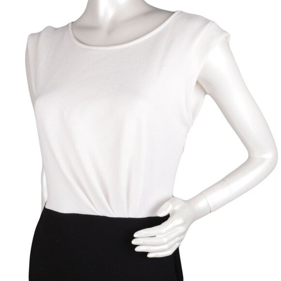 MYSTIC Open Back Dress Two Tone Knee Length Stretch Lightweight Black White - Picture 3 of 9